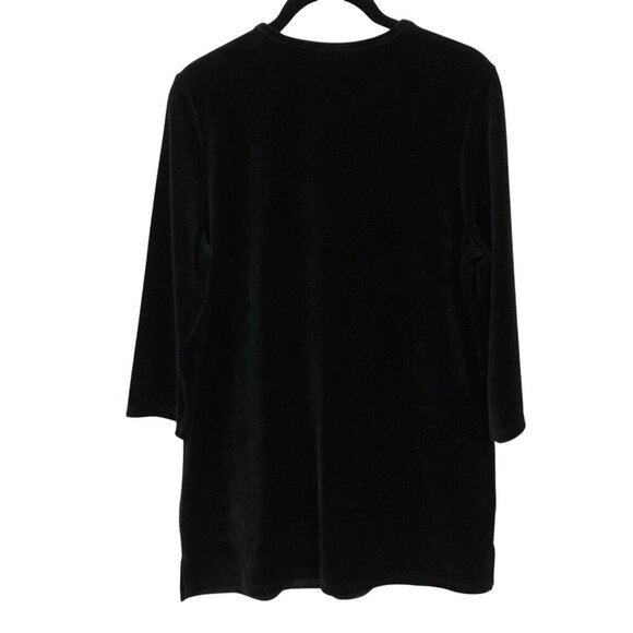 Quacker Factory Winter Wonderland Small Black Velour Tunic Sequin Snowflakes New - Picture 5 of 9